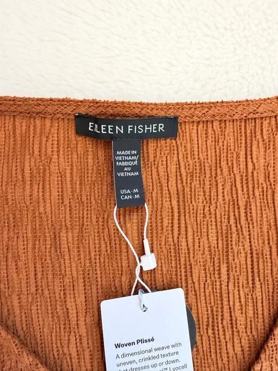 Eileen Fisher V-Neck Dolman Sleeve Tunic - Bronze - Medium - Tencel - Picture 7 of 11